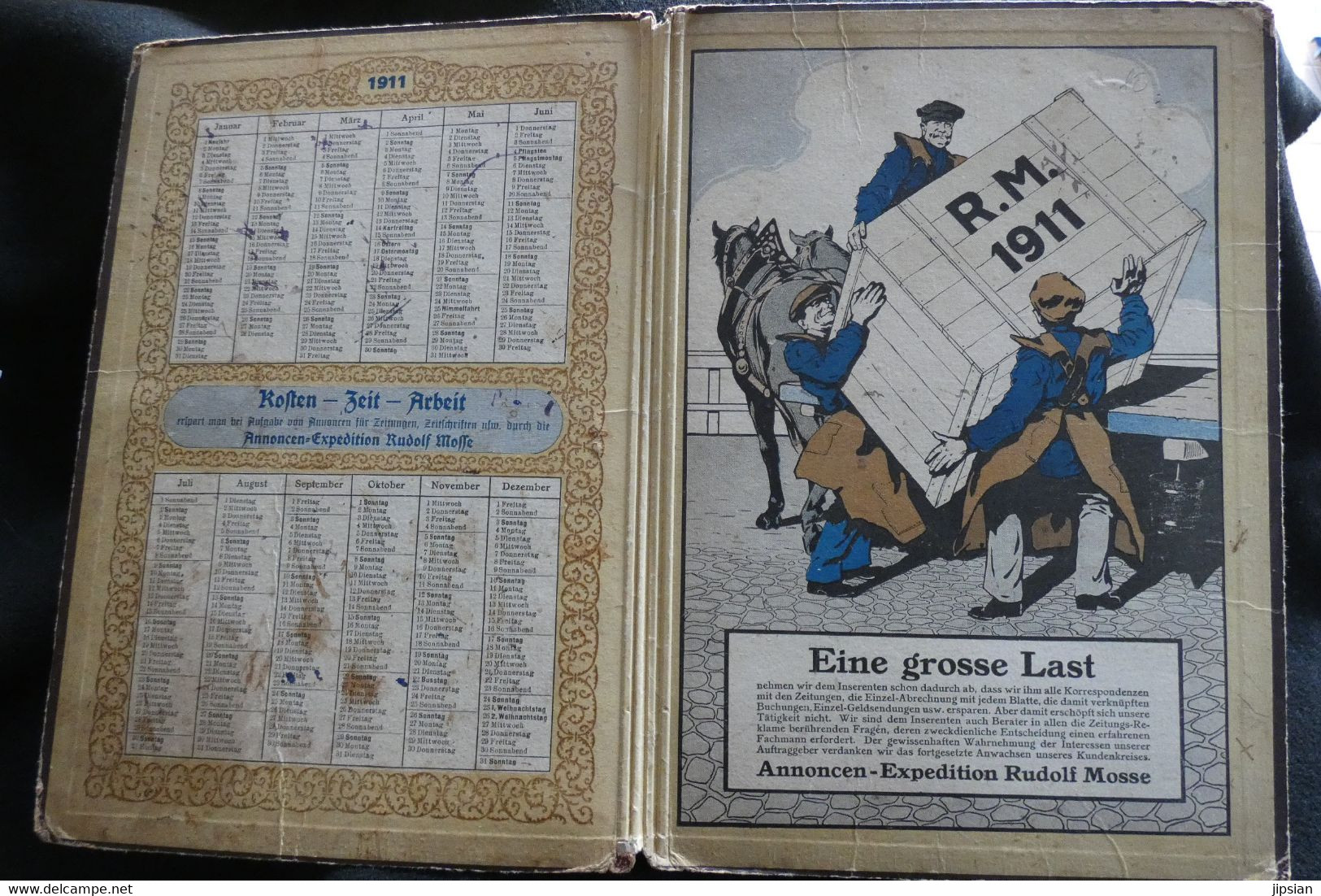 Calendrier 1911 Supplément Au Catalogue De Journaux Rudolf Mosse Z2 - Grand Format : 1901-20