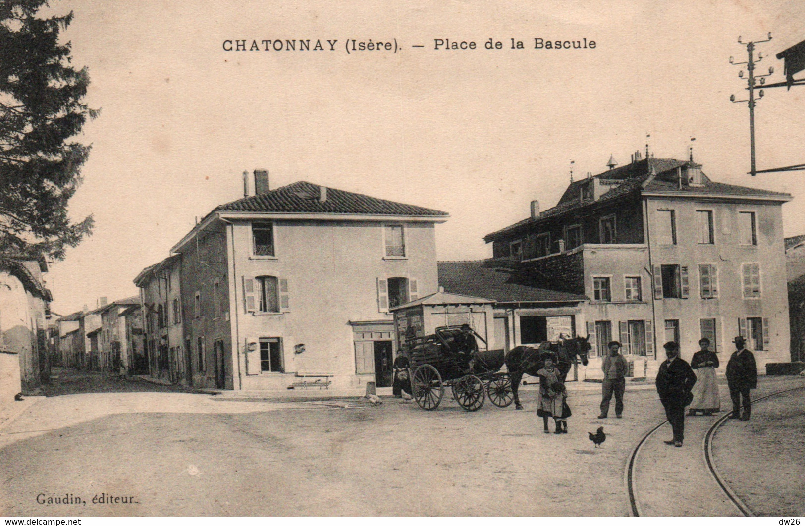 Chatonnay (Isère) Place De La Bascule, Belle Animation (voiture à Cheval) Edition Gaudin - Châtonnay