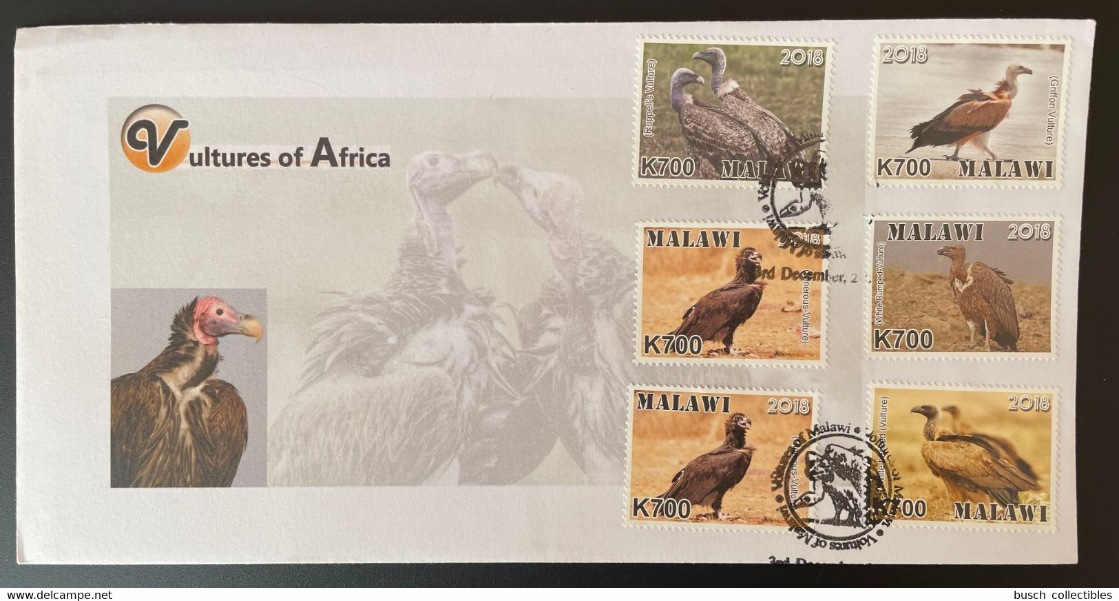 Malawi 2018 FDC Mi. A-F 1009 Vultures Vautours Geier Oiseaux Vögel Faune Fauna - Malawi (1964-...)