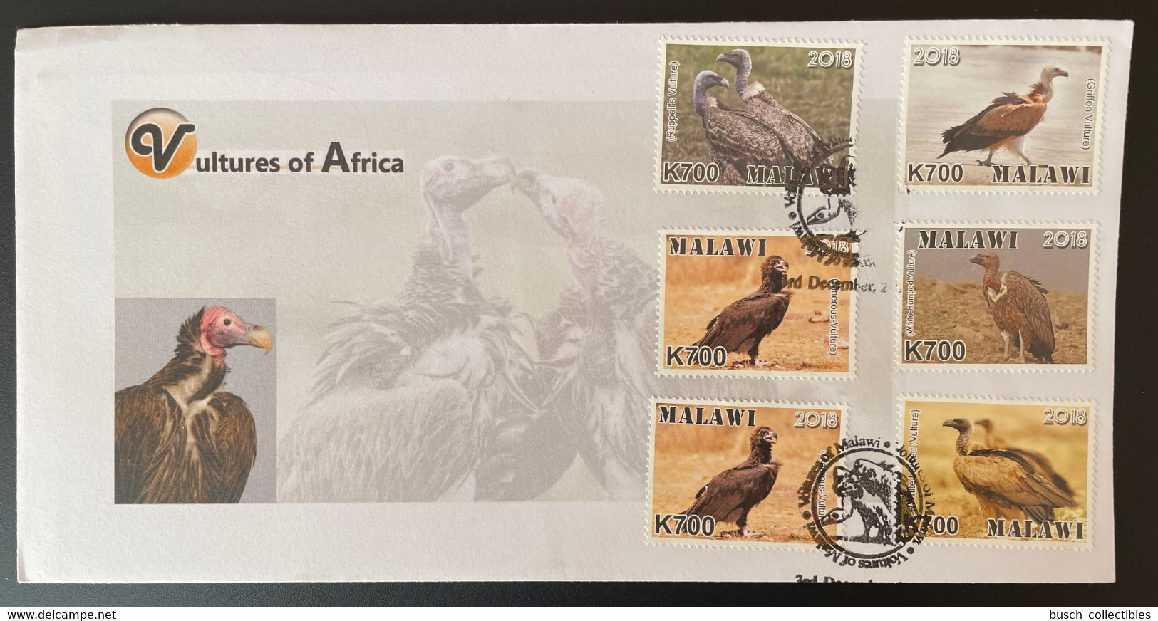 Malawi 2018 FDC Mi. A-F 1009 Vultures Vautours Geier Oiseaux Vögel Faune Fauna - Sonstige & Ohne Zuordnung