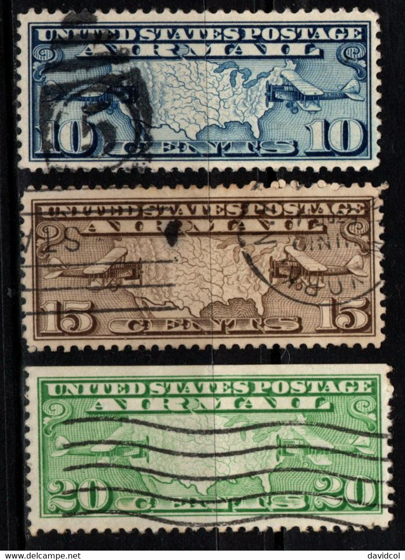 S022C - USA, 1926-1927 - SC#: C7-C9 - USED - AIR MAIL - 1a. 1918-1940 Oblitérés