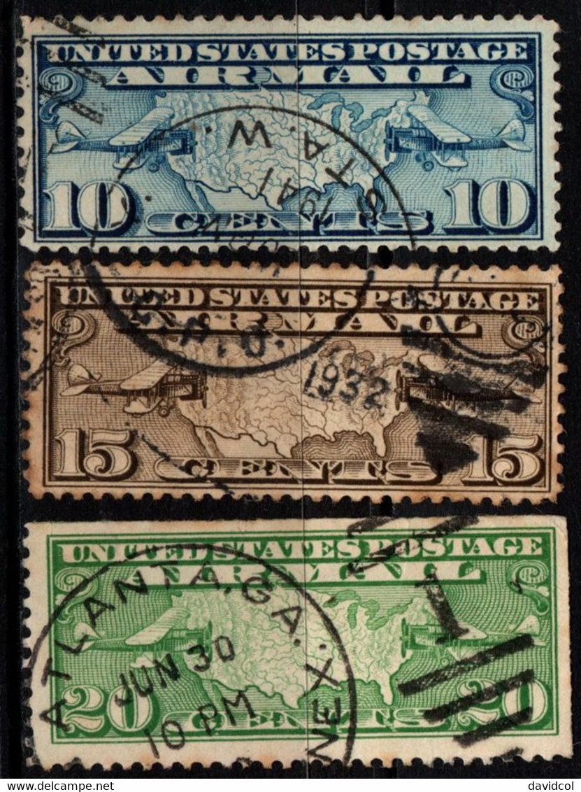S022D - USA, 1926-1927 - SC#: C7-C9 - USED - AIR MAIL - 1a. 1918-1940 Usati