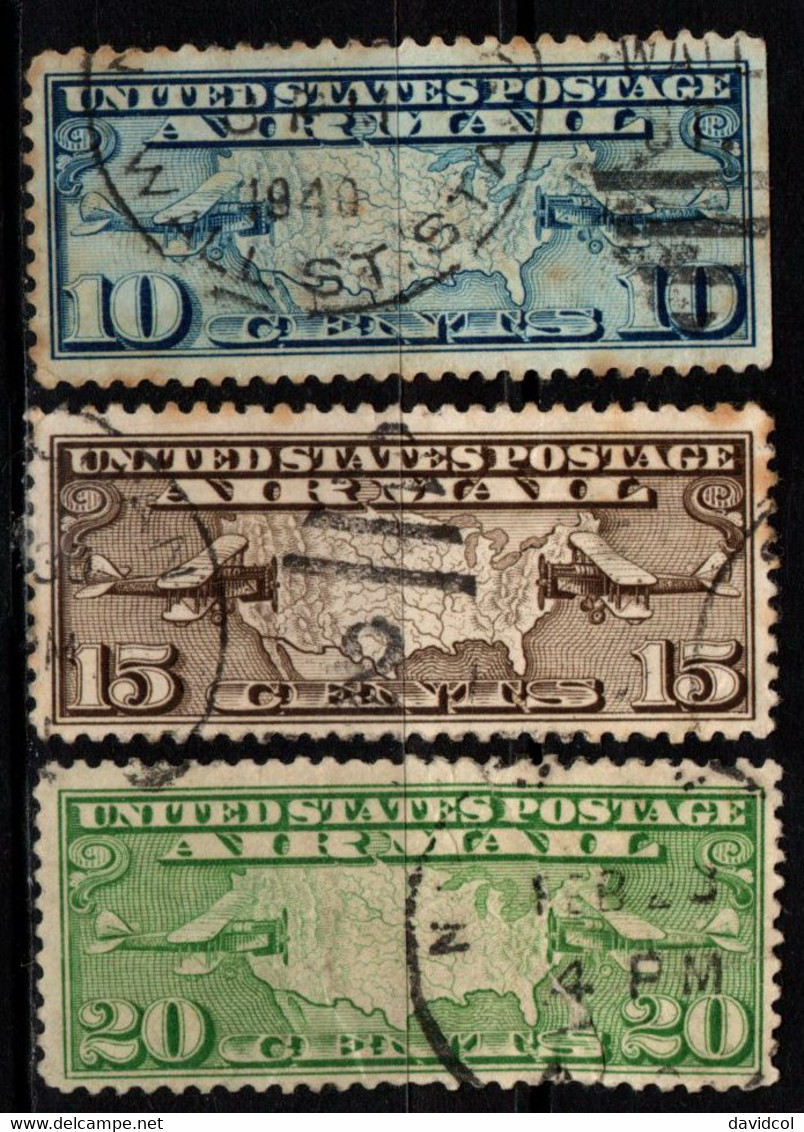 S022E - USA, 1926-1927 - SC#: C7-C9 - USED - AIR MAIL - 1a. 1918-1940 Used