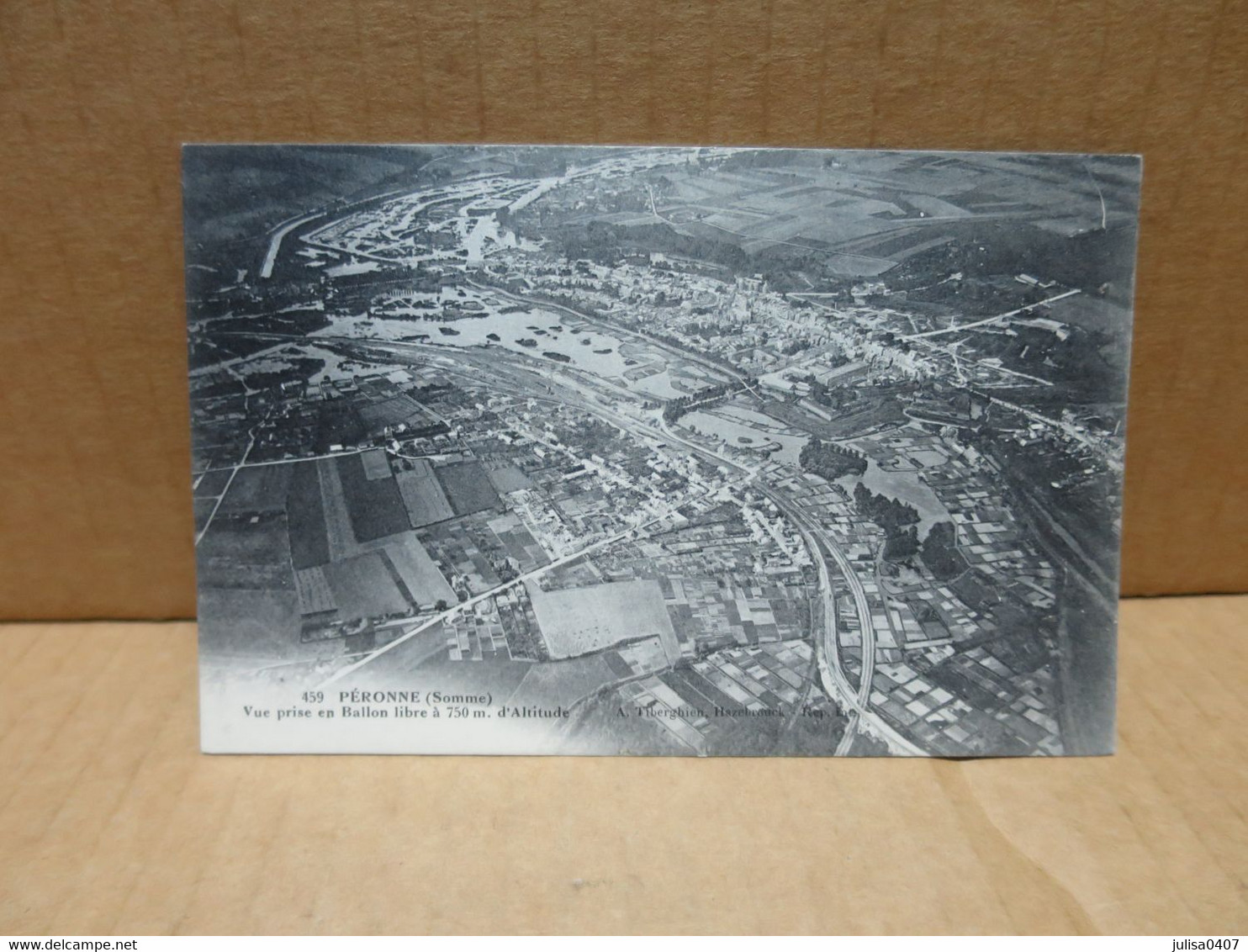 PERONNE (80) Vue Prise En Ballon Libre Cachet Militaire Hangar Militaire Fete Aérostatique - Peronne