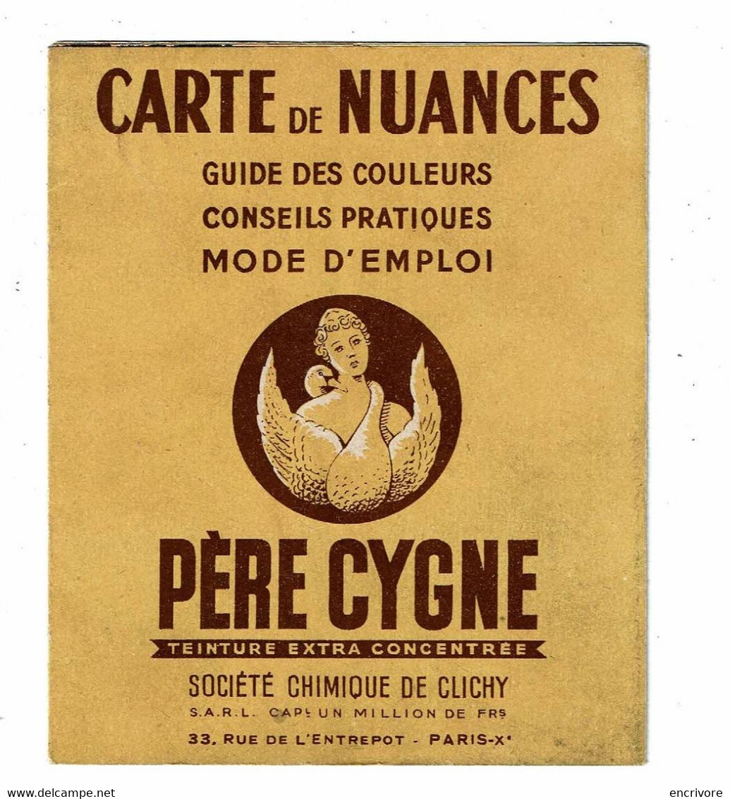 PERE CYGNE Carte Des Nuances Guide Des Couleurs Nuancier Illustré Par Prigent - Droguerie & Parfumerie