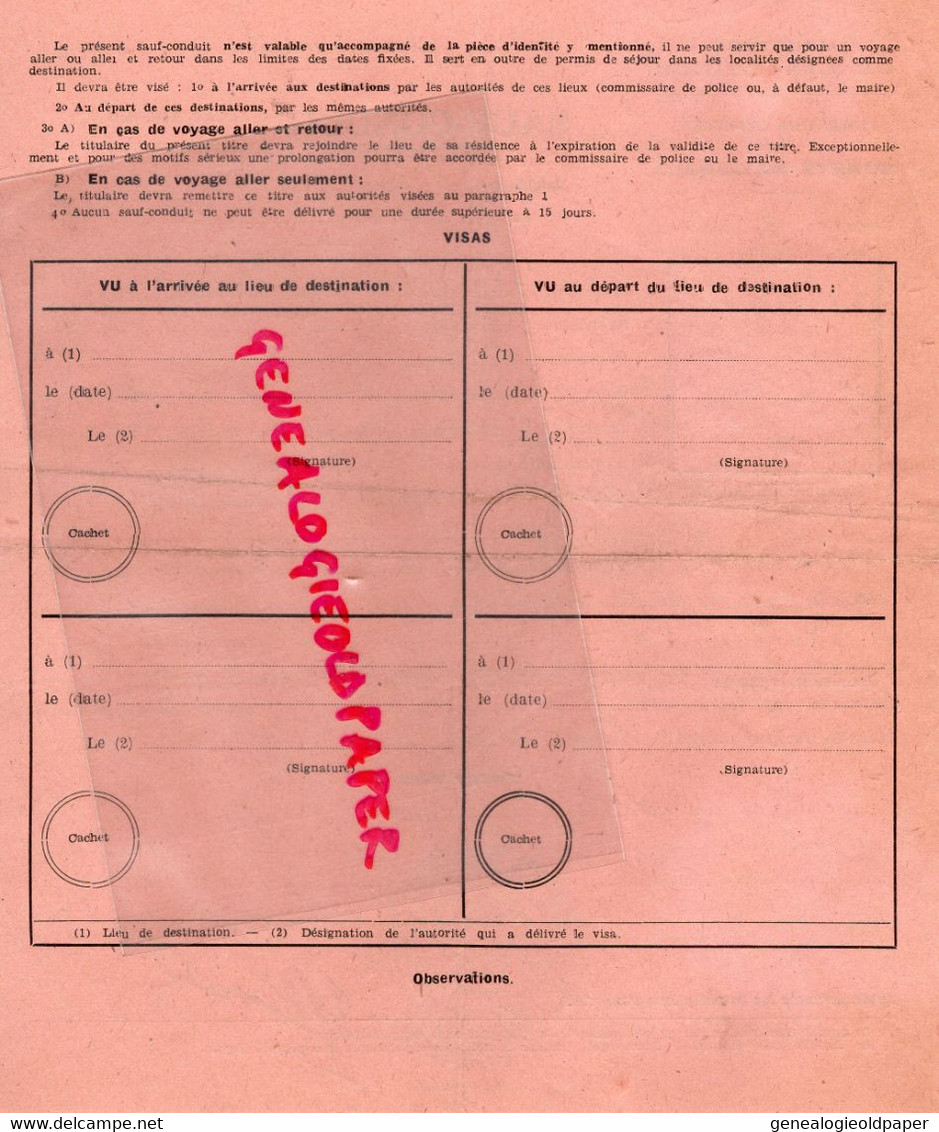 23- LA SOUTERRAINE-MONTLUCON-SAUF CONDUIT 10 MARS 1945-GUISEPPE BARINOTTO-ITALIE-RESISTANCE GUERRE 1939-1945- LIBERATION - Historical Documents