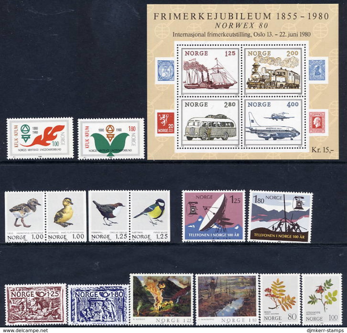 NORWAY 1980 Complete Year Issues MNH / **.  Michel 809-26 - Années Complètes