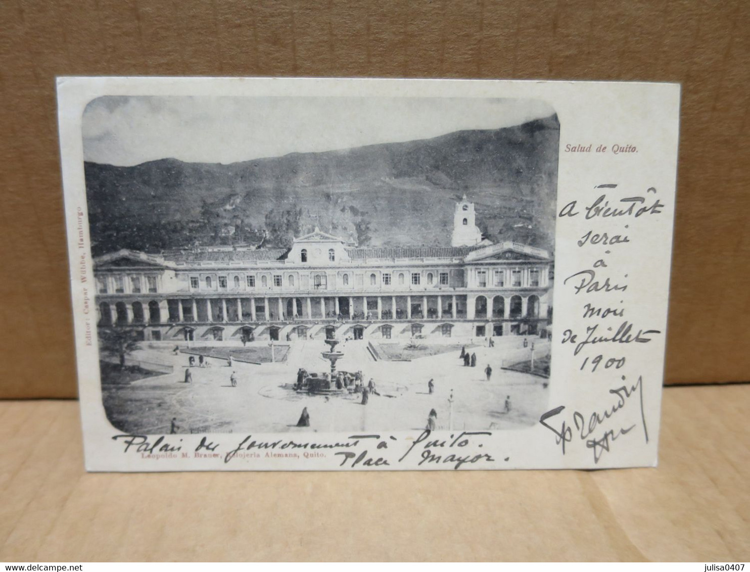 QUITO (Equateur) Place Palais 1900 - Ecuador