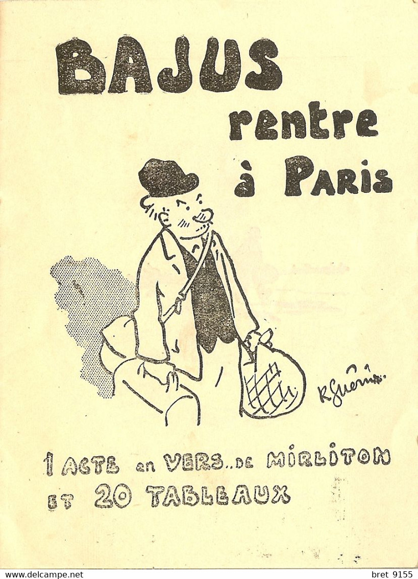 BAJUS RENTRE A PARIS 1 ACTE EN VERS DE MIRLITON ET 20 TABLEAUX - French