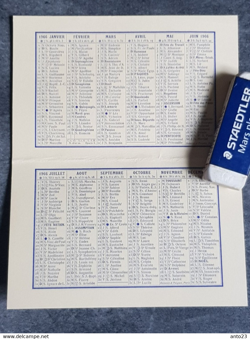 Calendrier Petit Format 1966 Neuf / Aucune Impression - Petit Format : 1961-70