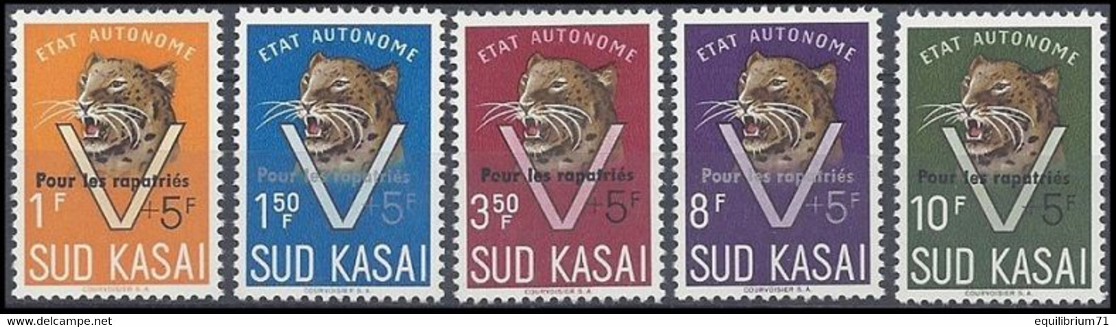 20C/24C** - Léopard / Luipaard / Leopard - Avec Surcharge / Met Opdruk - SUD KASAÏ - Süd-Kasai