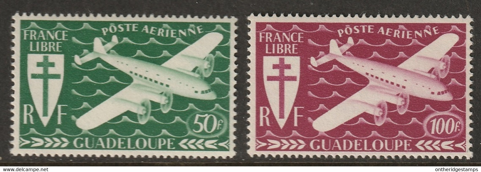 Guadeloupe 1945 Sc C1-2 Yt PA4-5 Air Post Set MLH* - Luftpost