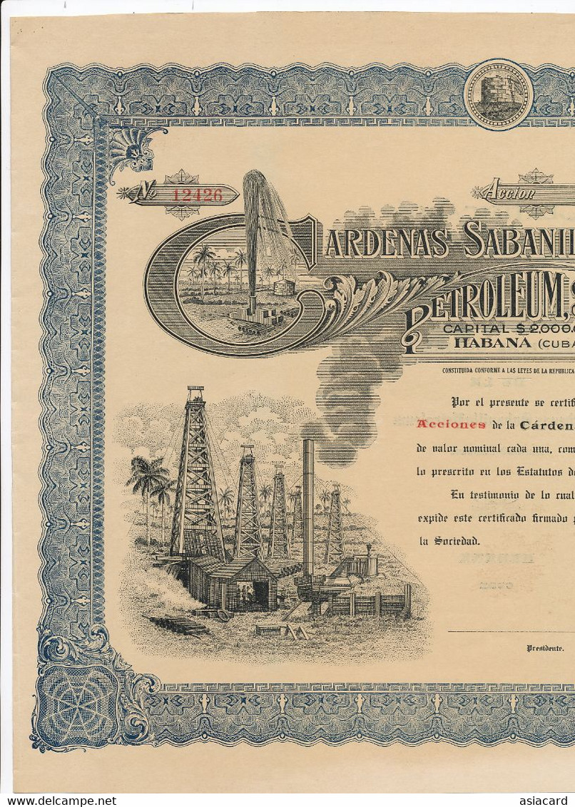 Action Bond Cardenas Sabanilla Petroleum Habana Cuba - Erdöl