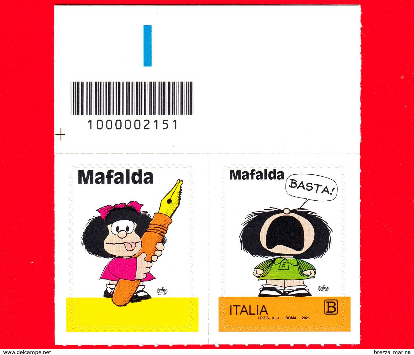 Nuovo - MNH - ITALIA - 2021 - Mafalda – Fumetti - B - Barre 2115 - Codici A Barre