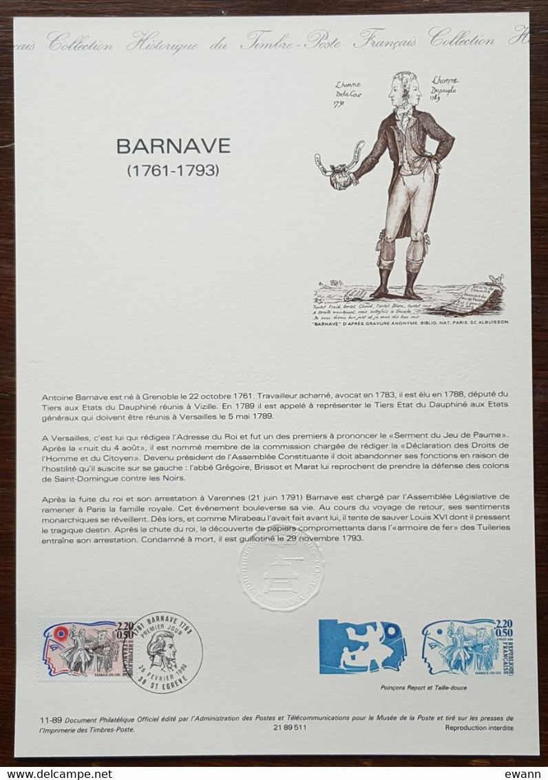 COLLECTION HISTORIQUE - YT N°2568 - BARNAVE / REVOLUTION - 1989 - 1980-1989