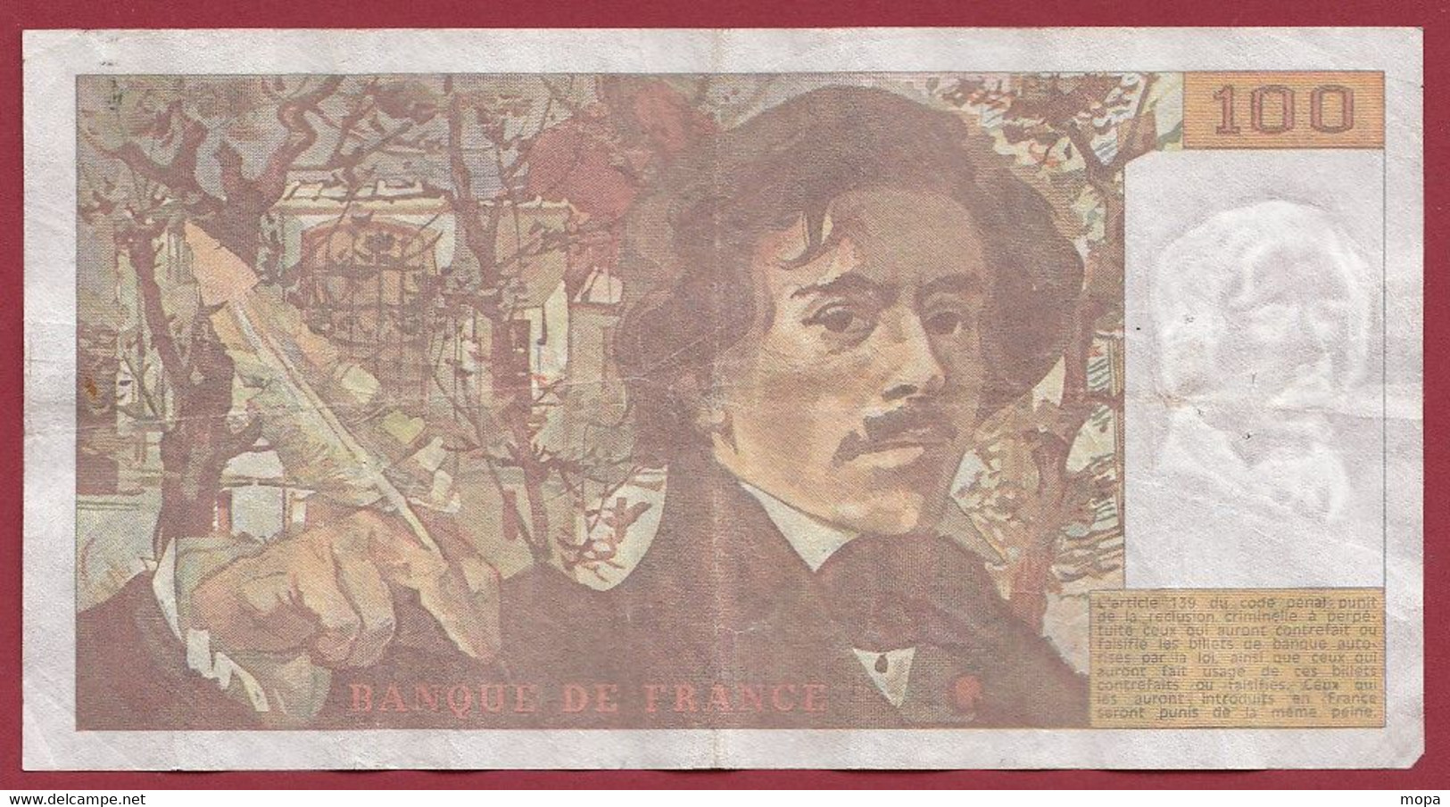 100 Francs "Delacroix" ---1991 ---ALPH N.205 -ALPHABET RARE ---dans L 'état--   (P.) - 100 F 1978-1995 ''Delacroix''