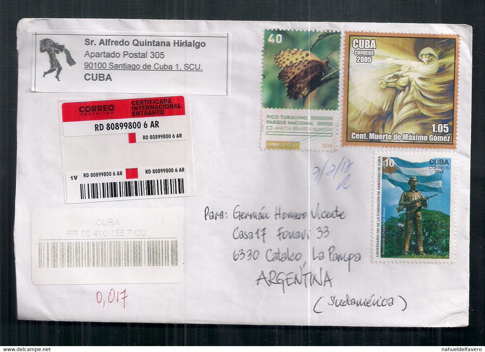 Cuba - Enveloppe De Timbre Moderne En Circulation - Cartas & Documentos