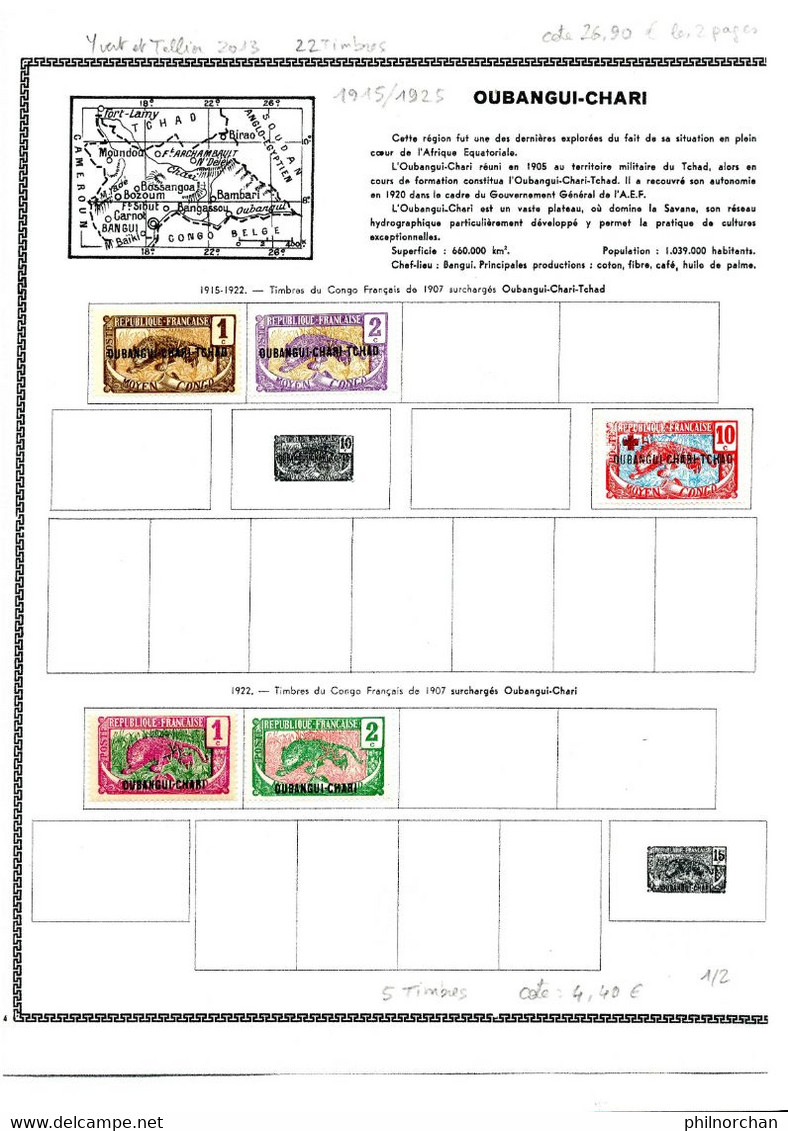 Colonies Françaises Oubangui-Chari 1915/1925   22 Timbres Différents    2,20 €  (cote 26,90 € 22 Valeurs) - Oblitérés