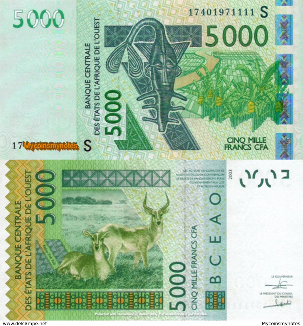 WEST AFRICAN STATES, GUINEA (GUINÉ)-BISSAU, 5000, 2017, Code S, P917Sg, UNC - West African States