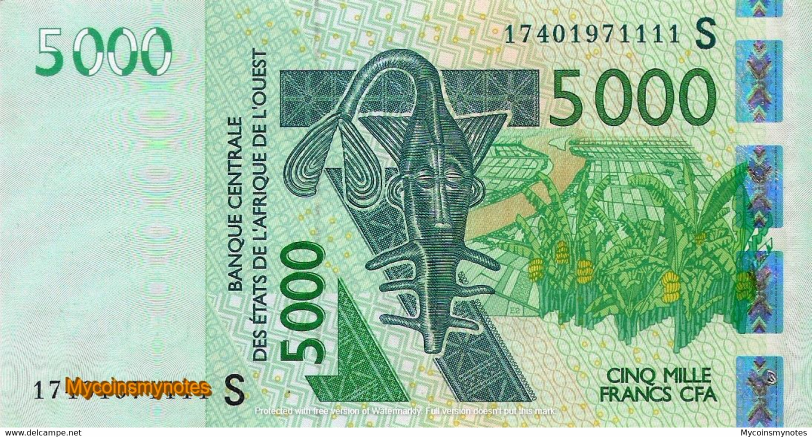 WEST AFRICAN STATES, GUINEA (GUINÉ)-BISSAU, 5000, 2017, Code S, P917Sg, UNC - États D'Afrique De L'Ouest