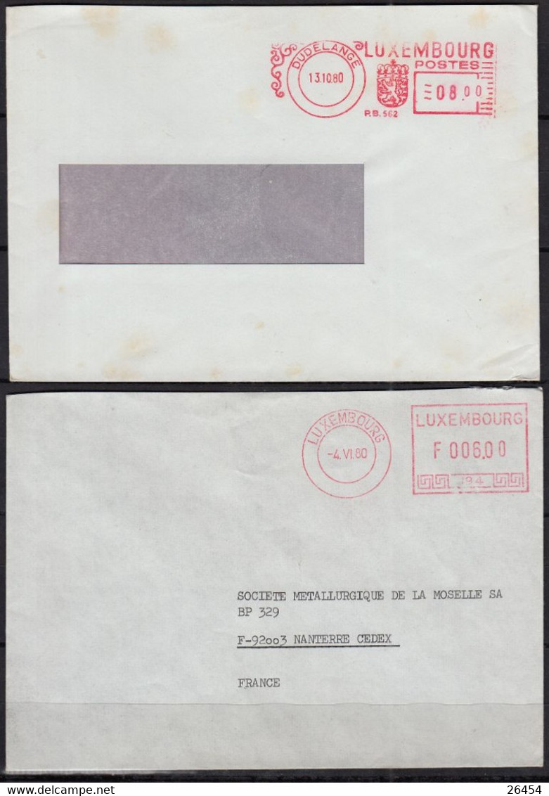 LUXEMBOURG Lot De 15  Enveloppes Avec Oblité  Mécaniques " EMA "  1980-81-83-84 Dudelange-Esch-Differdange-Luxembourg - Máquinas Franqueo (EMA)