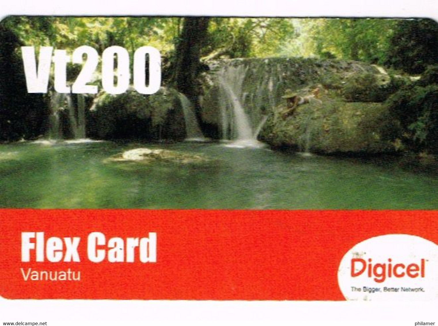 Vanuatu Ex Nouvelles Hebrides Telecarte Telecard Phonecard Flex Card Digicel Cascade Falls 200 Vt  Exp 2012 Ut - Vanuatu