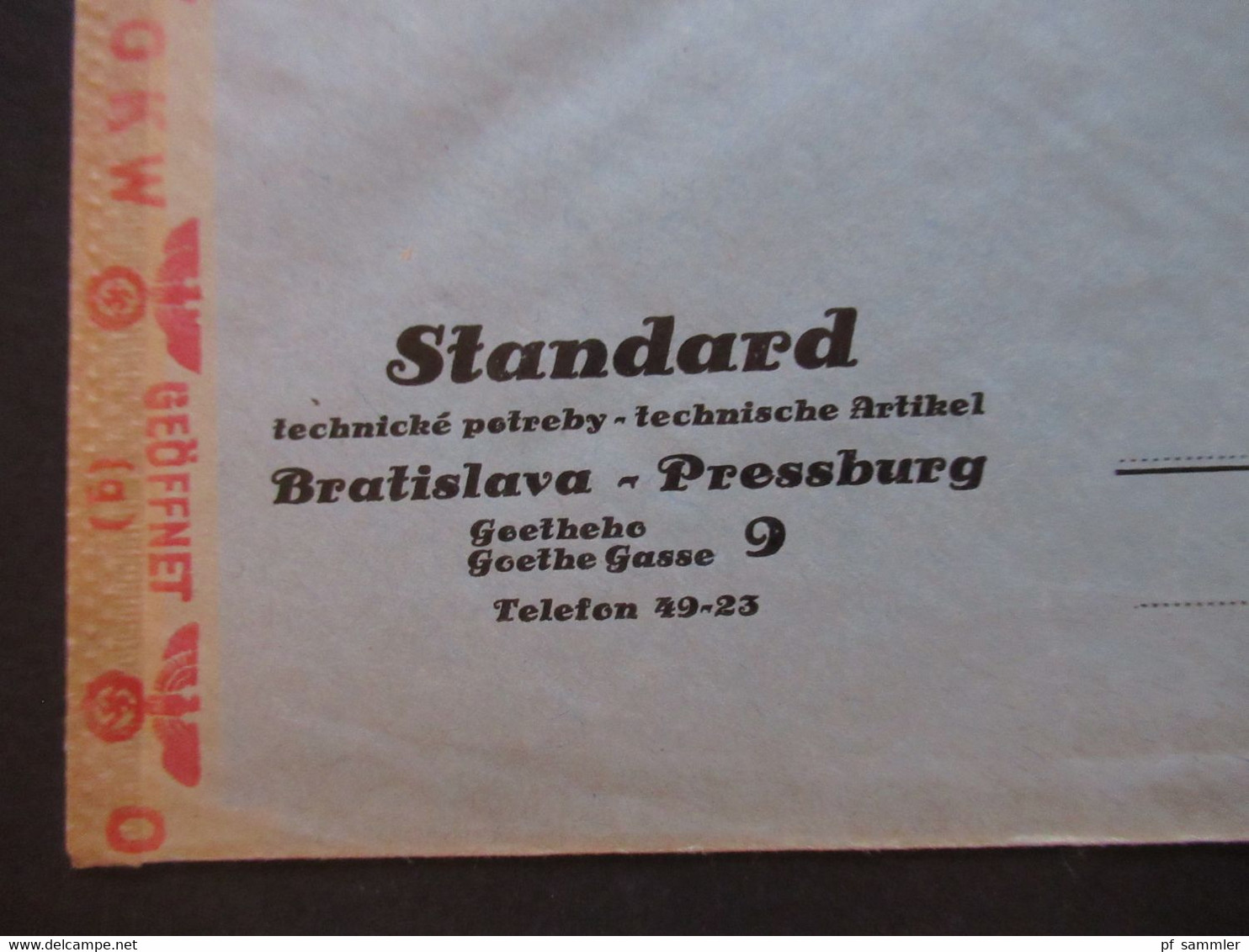 Slowakei 1941 Zensurbeleg OKW Mehrfachzensur Firmenumschlag Standard Technische Artikel Bratislava - Pressburg - Storia Postale