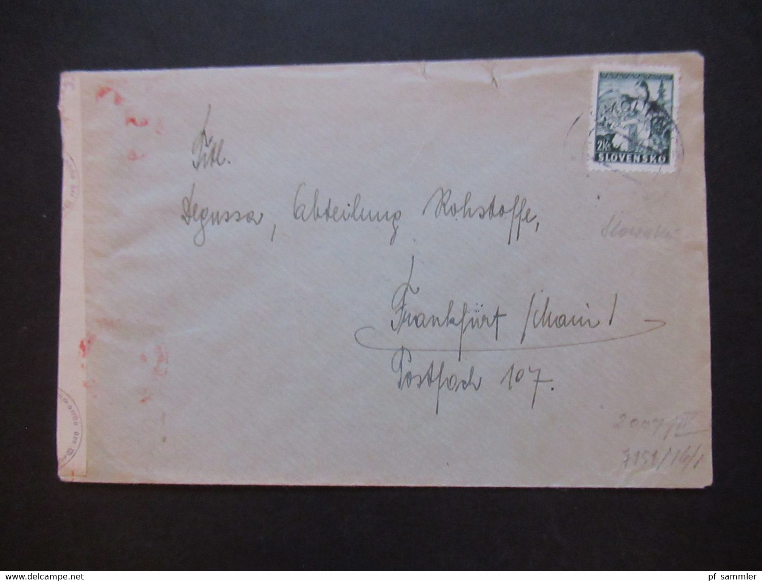 Slowakei 1941 Zensurbeleg OKW Mehrfachzensur Stempel Smolenice Nach Frankfurt Am Main OKW Geöffnet - Covers & Documents