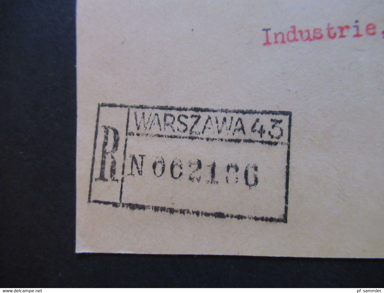 Polen 1937 Einschreiben Briefvorderseite / VS Stempel Kollektura Warszawa 43 J. Wolanow U. Stempel Des 3. Reich Zollfrei - Briefe U. Dokumente