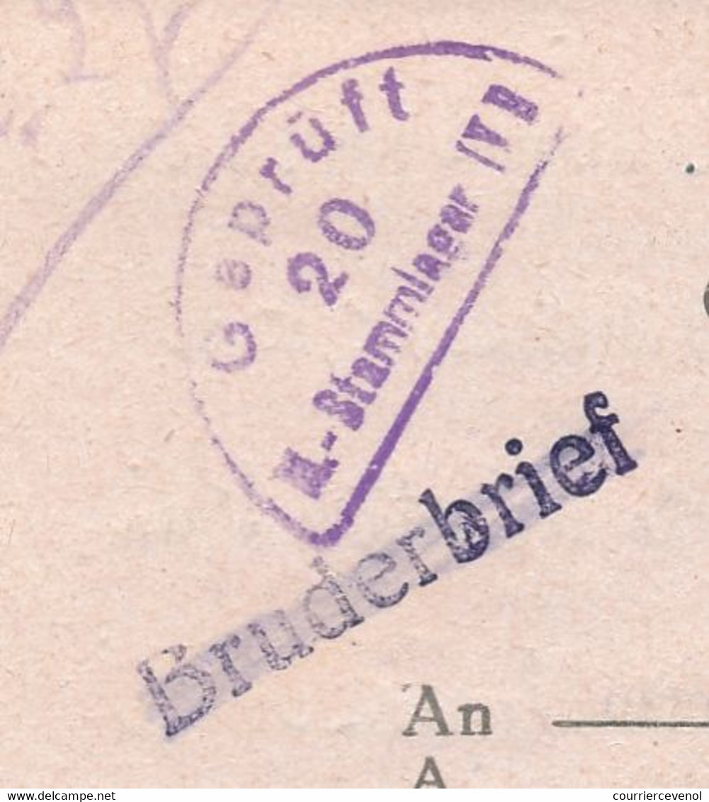 FRANCE - Correspondance Des PG Du Stalag IVD - Censeur Geprüft 20 - 1944 - Griffe Lin "Bruderbrief" (Bruder Barré) - Guerre De 1939-45