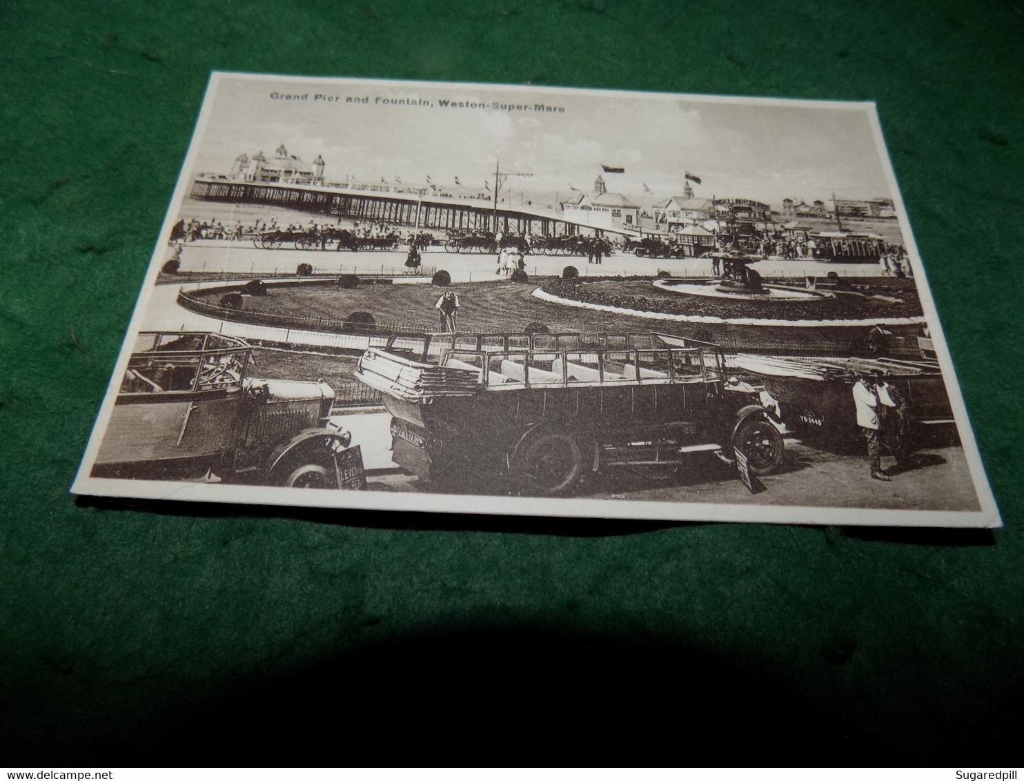 VINTAGE UK SOMERSET: WESTON Super MARE Grand Pier & Fountain Sepia Charabanc - Weston-Super-Mare