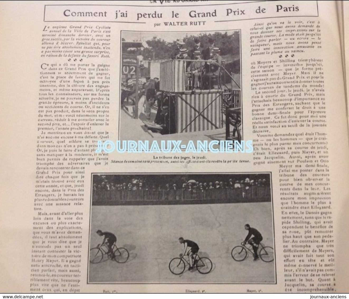 1904 CYCLISME - LE GRAND PRIX DE PARIS - MAYER - WALTER RUTT - ELLEGARD - AREND - JACQUELIN - ETC..... TANDEMS - 1900 - 1949