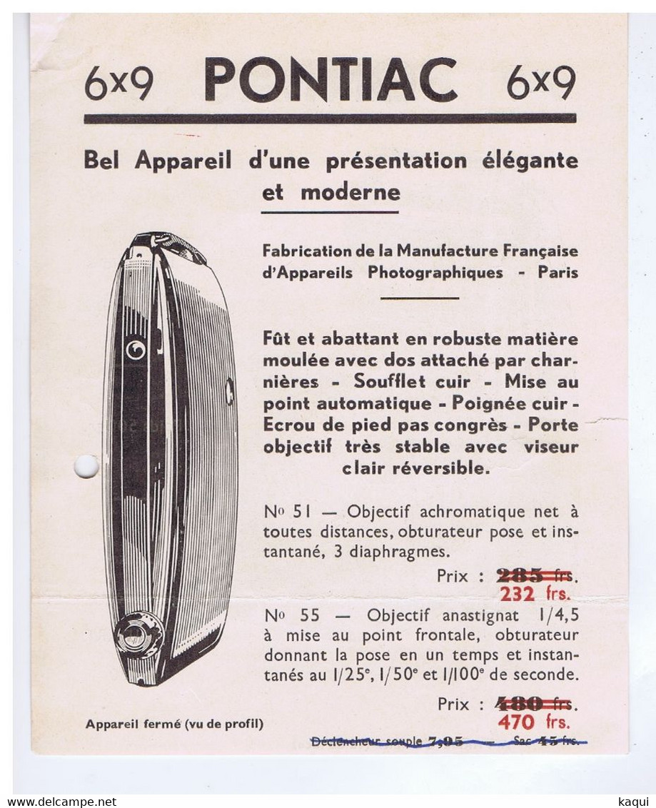 Appareil Photo PONTIAC 6x9 - Pubblicitari