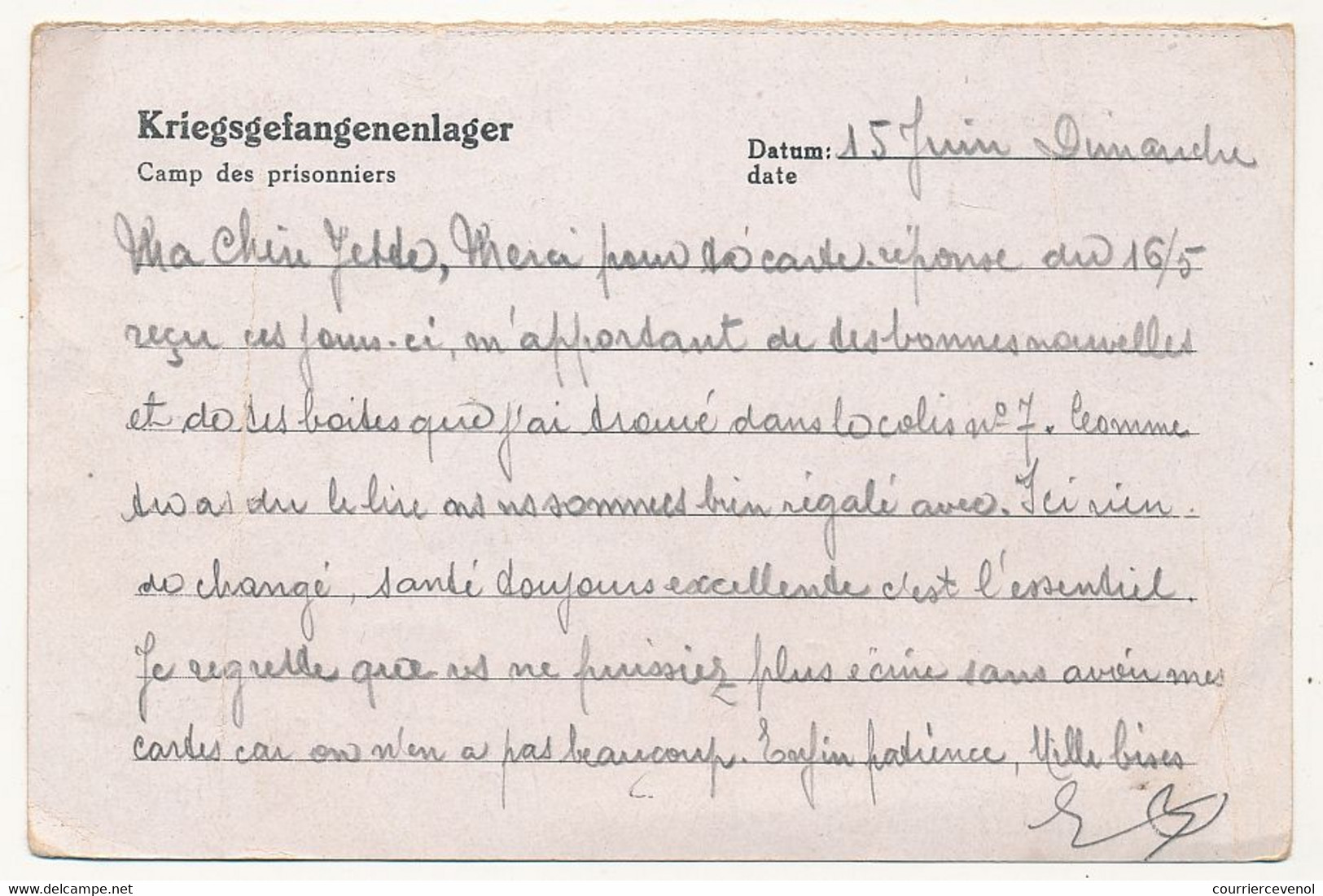 FRANCE - Carte Postale - Postkarte - Correspondance Des PG - Du Stalag V A Censeur Geprüft 28 - 1941 - Guerre De 1939-45