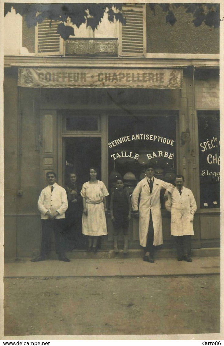 Les Pavillons Sous Bois * Carte Photo * Devanture Coiffeur Chapellerie Taille Barbe 23 Av. Victor Hugo* Commerce Magasin - Les Pavillons Sous Bois