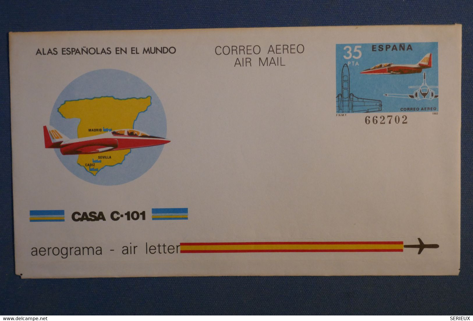 AE 5 ESPANA  BELLE  LETTRE AEROGRAMME 1984 NON VOYAGEE - Storia Postale