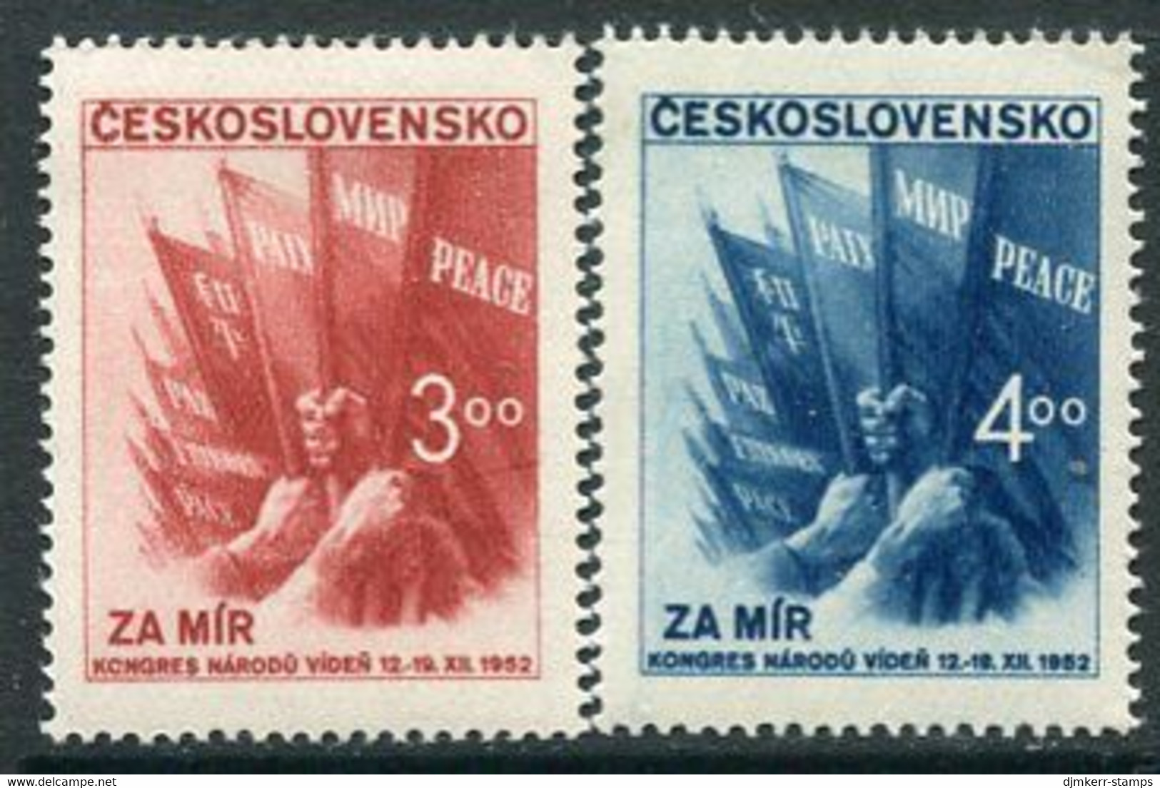 CZECHOSLOVAKIA 1952 Vienna Peace  Congress MNH / **.  Michel 774-75 - Neufs