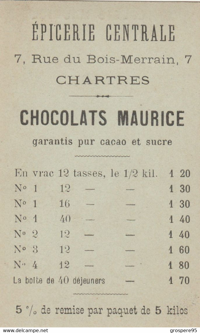 CHOCOLATS MAURICE EPICERIE CENTRALE CHARTRES 12 CHROMOS RARES - Autres & Non Classés