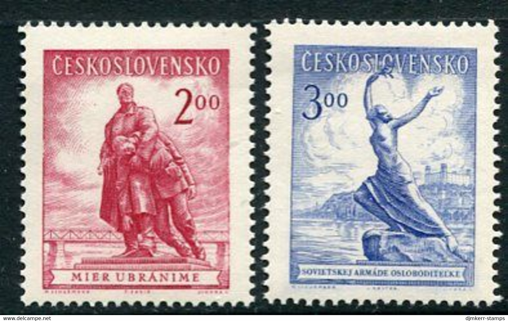 CZECHOSLOVAKIA 1952 National Philatelic Exhibition, Bratislava Singles Ex Block MNH / **.  Michel 766-67 - Unused Stamps
