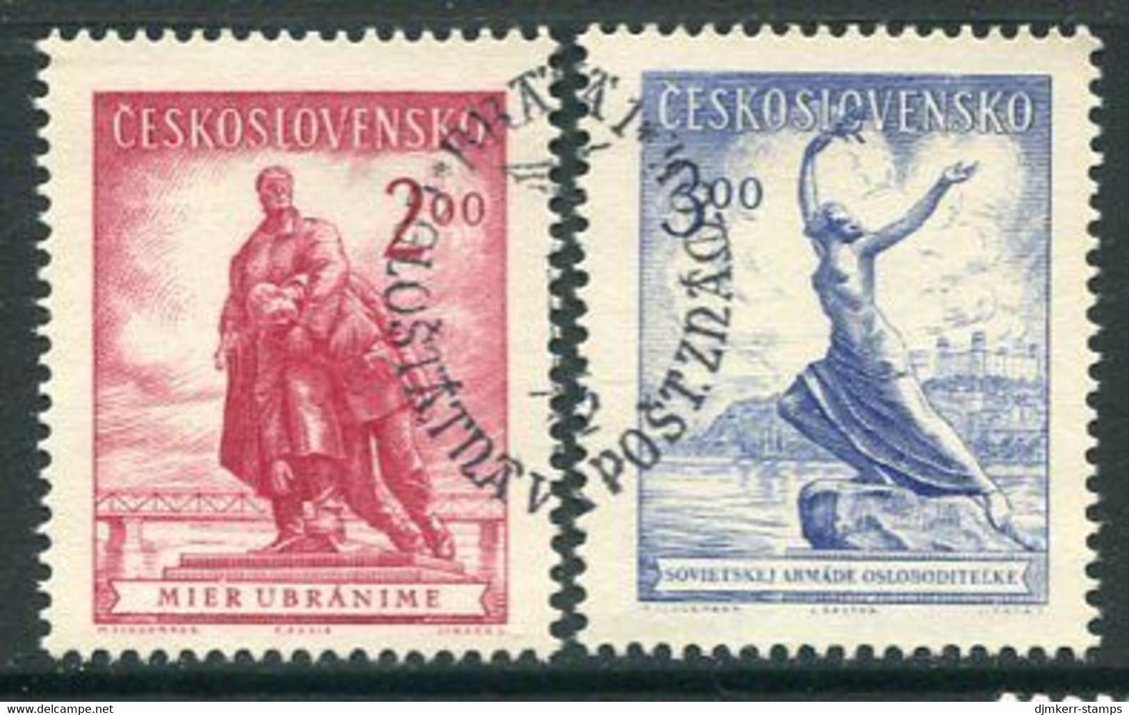 CZECHOSLOVAKIA 1952 National Philatelic Exhibition, Bratislava Singles Ex Block Used.  Michel 766-67 - Oblitérés