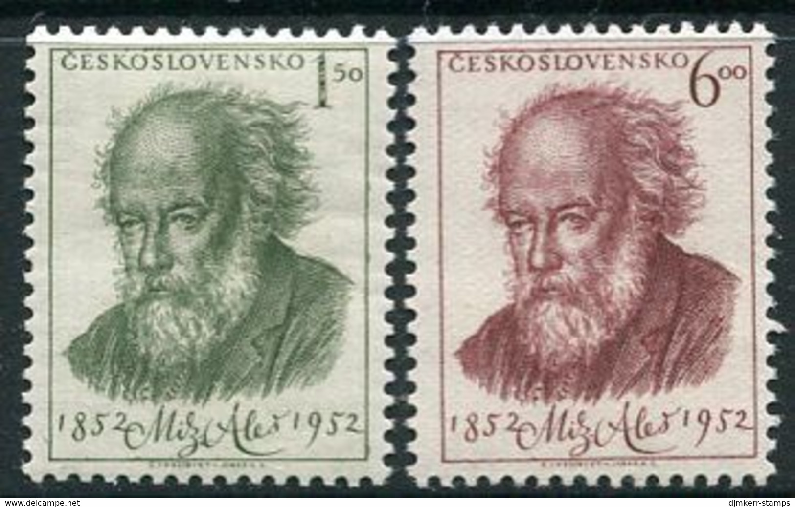 CZECHOSLOVAKIA 1952 Ales Centenary I MNH / **.  Michel 755-56 - Unused Stamps