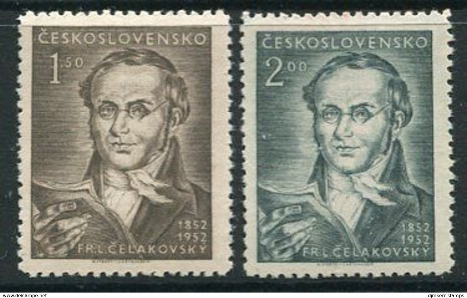CZECHOSLOVAKIA 1952 Celakovsky Centenary MNH / **.  Michel 753-54 - Unused Stamps
