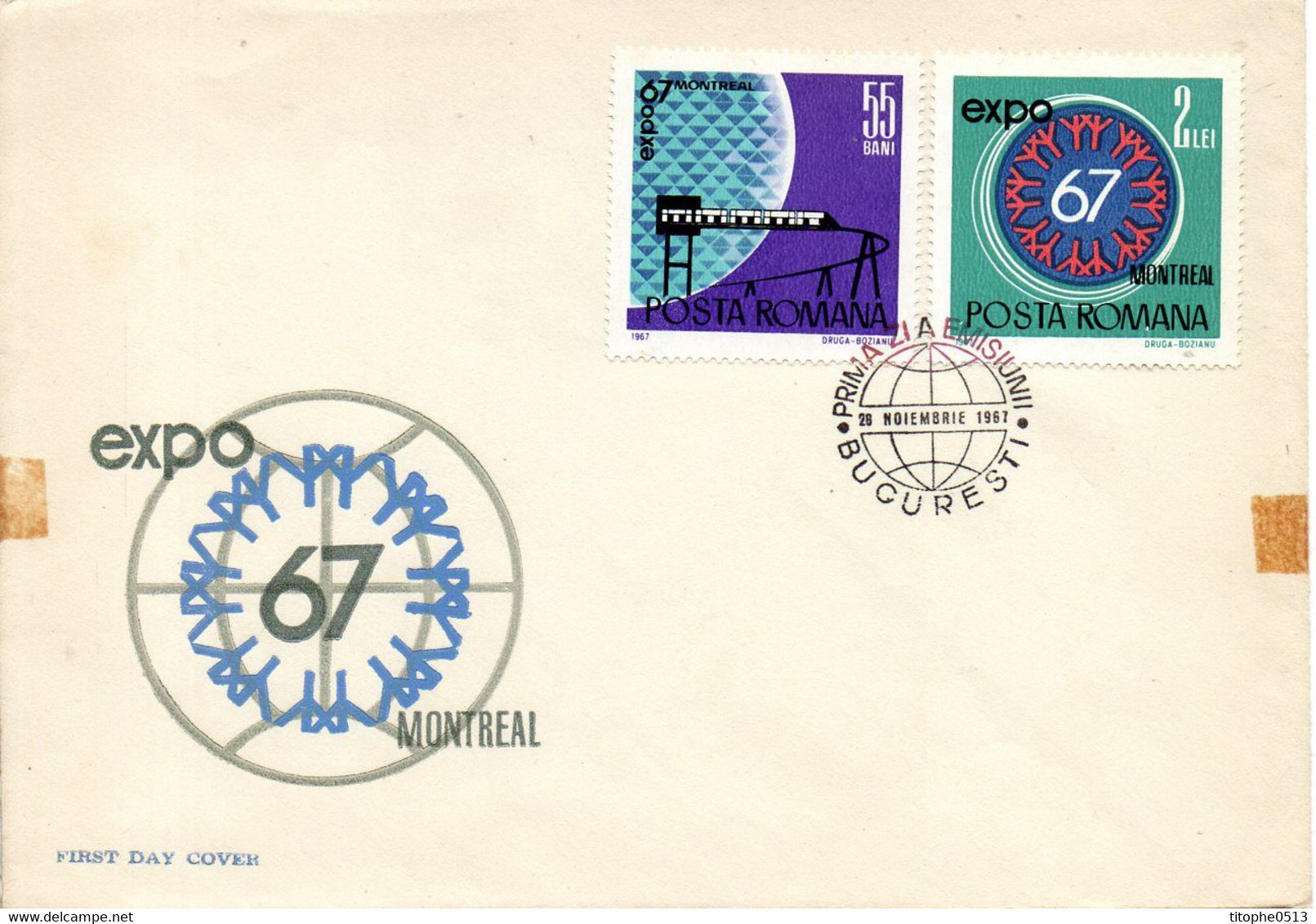 ROUMANIE. N°2341 & 2344 De 1967 Sur Enveloppe 1er Jour. Exposition Internationale De Montréal. - 1967 – Montreal (Kanada)