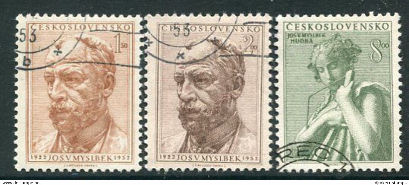 CZECHOSLOVAKIA 1952 Myslbek Anniversary Used.  Michel 734-36 - Used Stamps