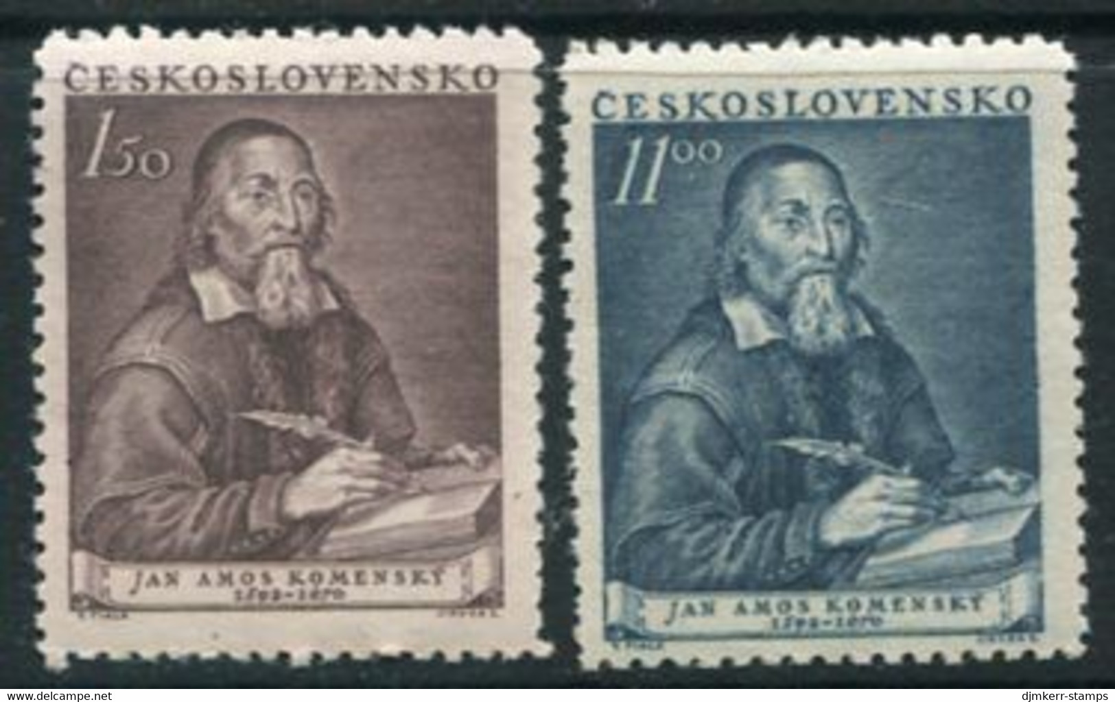 CZECHOSLOVAKIA 1952 Komensky Anniversary  MNH / **.  Michel 717-18 - Unused Stamps