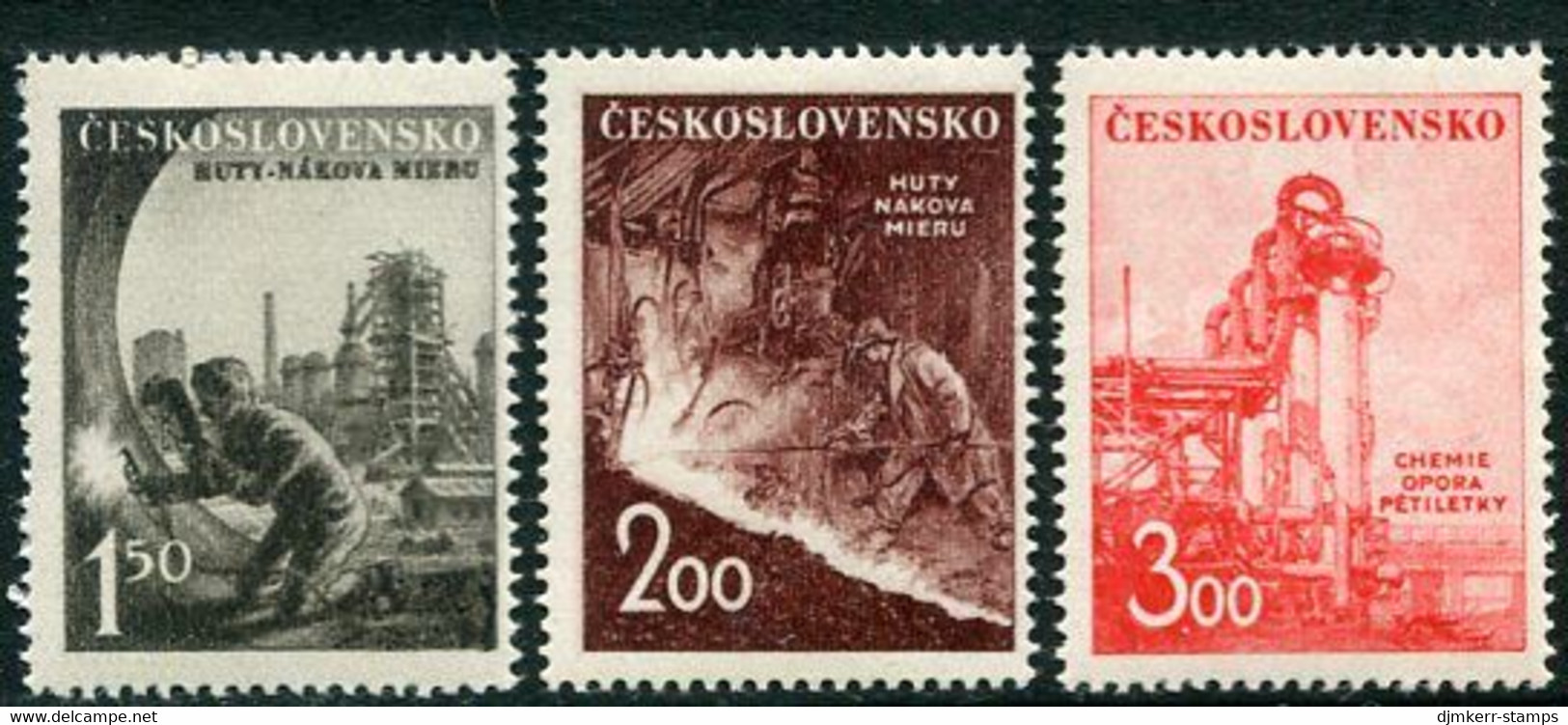 CZECHOSLOVAKIA 1952 Heavy Industry MNH / **.  Michel 709-11 - Neufs