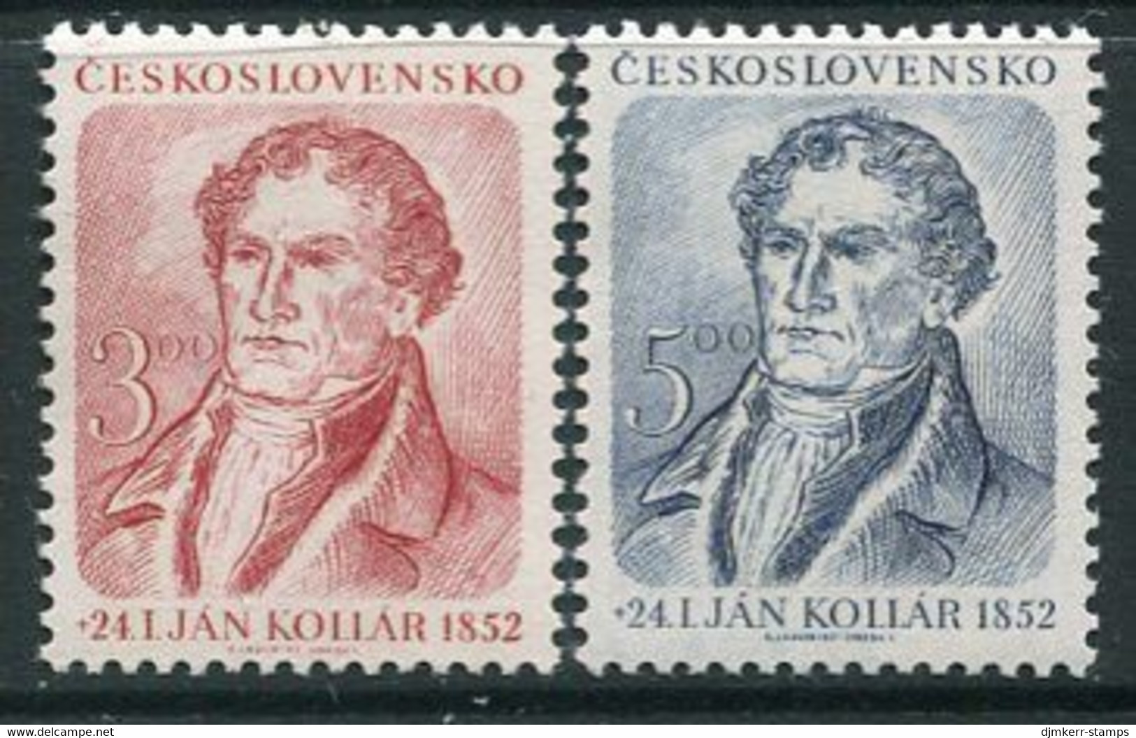 CZECHOSLOVAKIA 1952 Kollar Centenary MNH / **.  Michel 705-06 - Unused Stamps