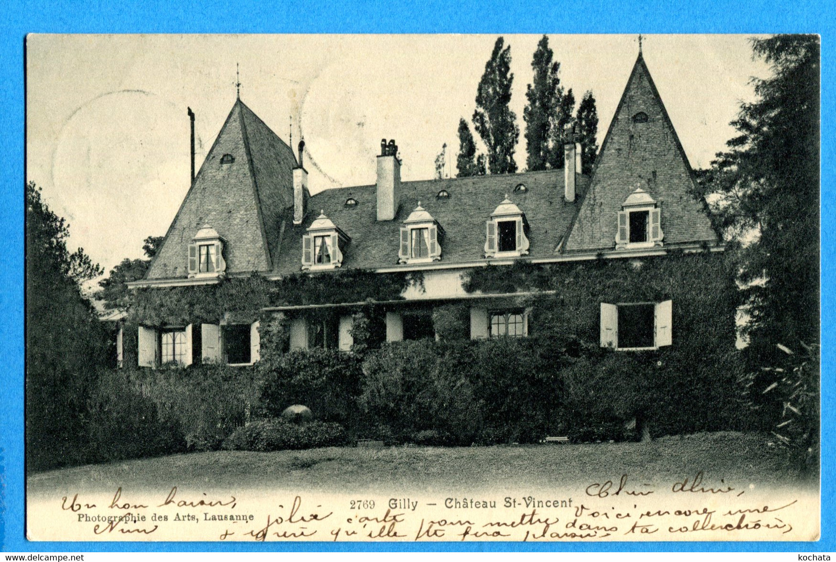 PRO172, Château St- Vincent, Gilly, 2769, Précurseur, Circulée 1906 - Gilly