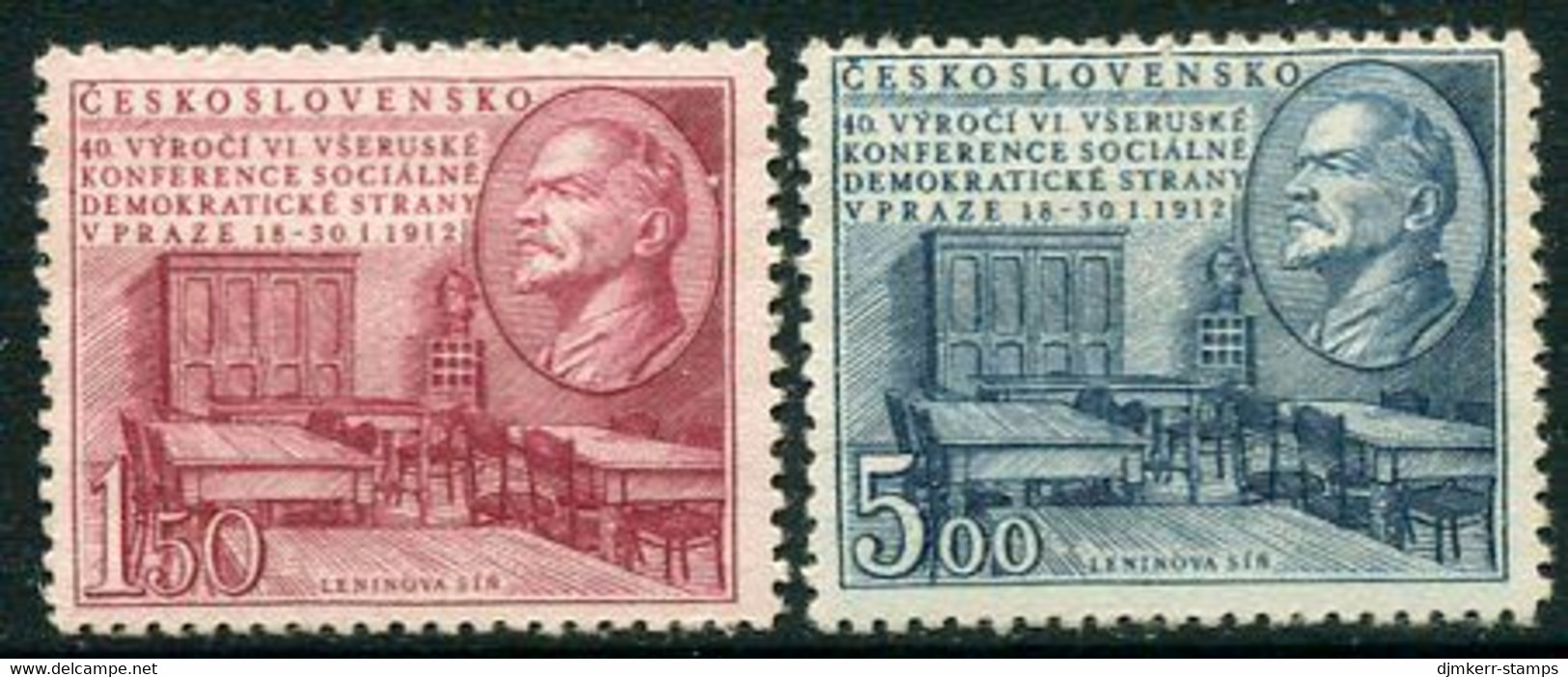 CZECHOSLOVAKIA 1952 Social Democratic Party Conference MNH / **.  Michel 703-04 - Unused Stamps