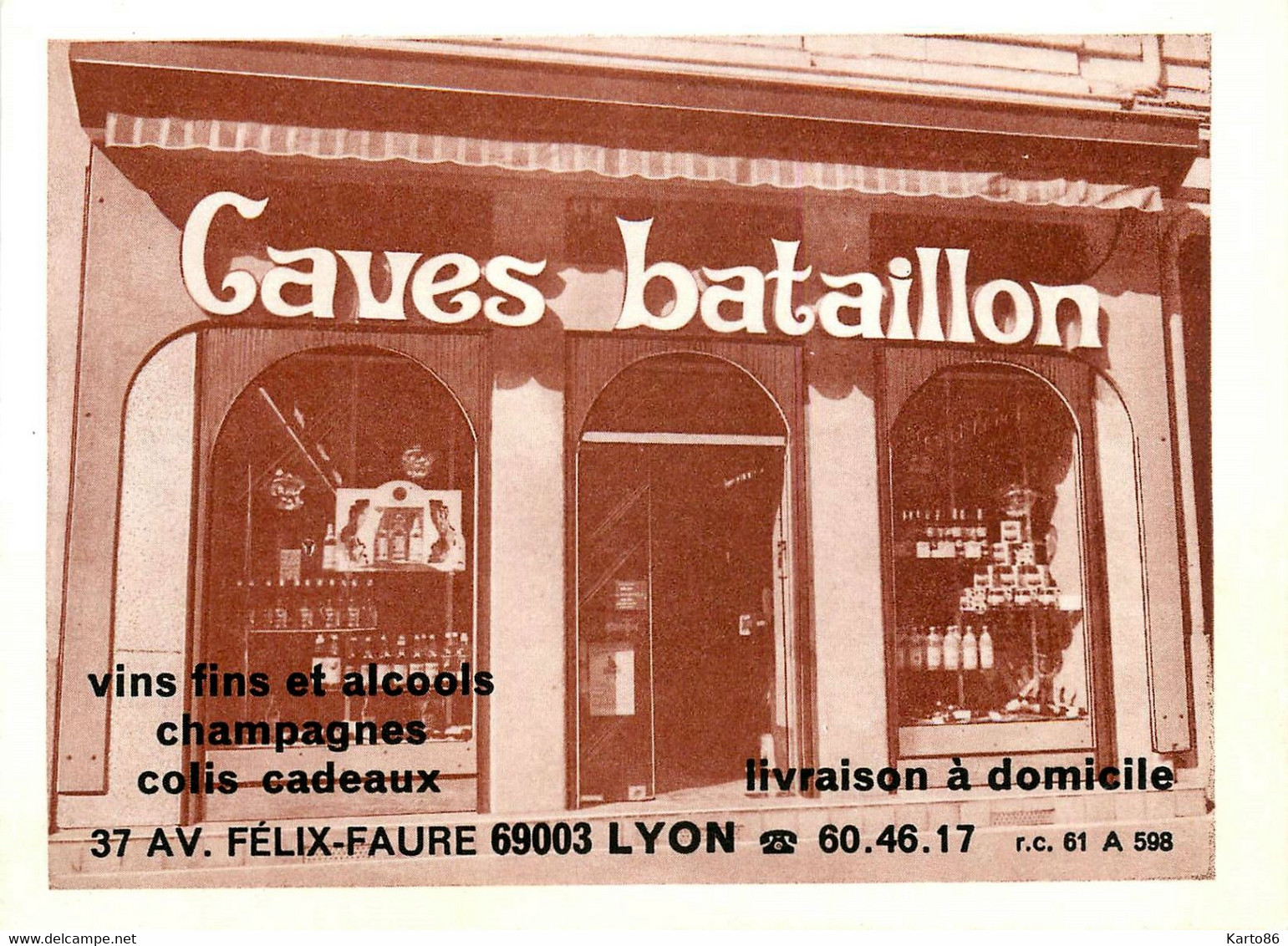 Lyon * 3ème * Caves Bataillon Devanture Façade * 37 Avenue Felix Faure * Magasin Commerce Cpa Pub - Lyon 3